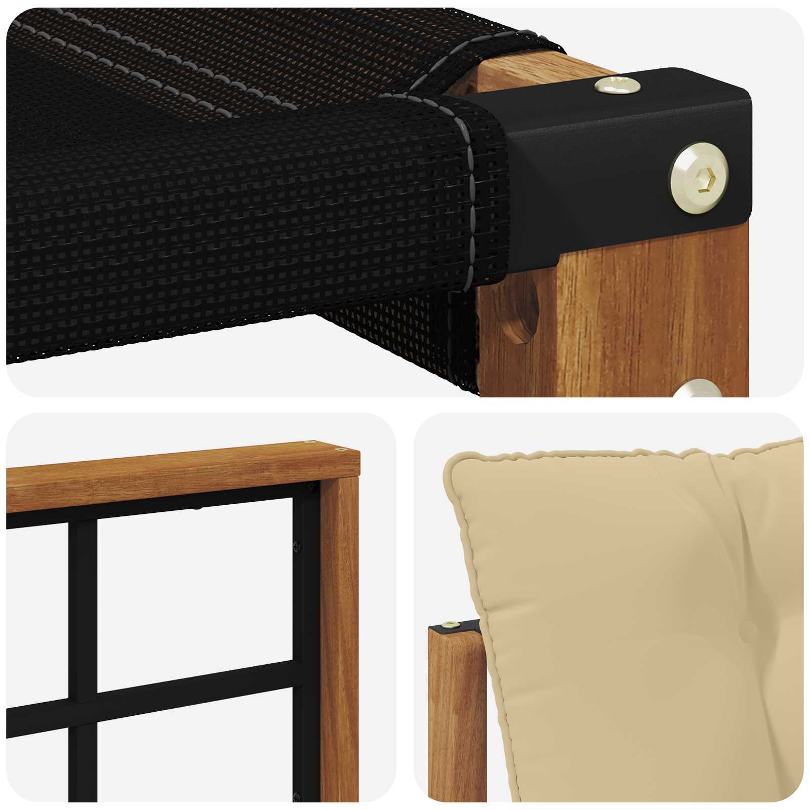 Zunanja garnitura za sedenje z blazino 10 pcs Naravna in bež - slika 7