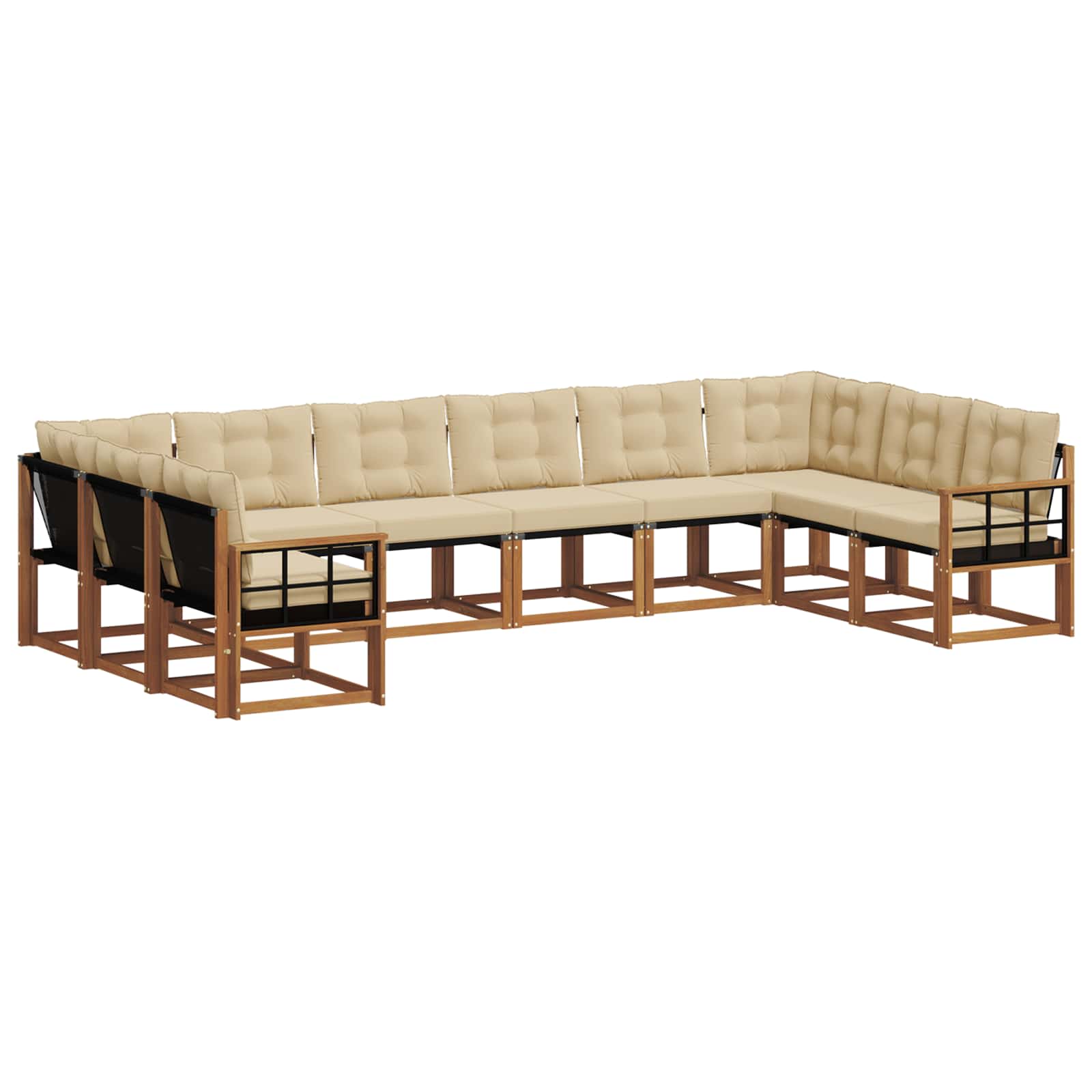 Zunanja garnitura za sedenje z blazino 10 pcs Naravna in bež - slika 2