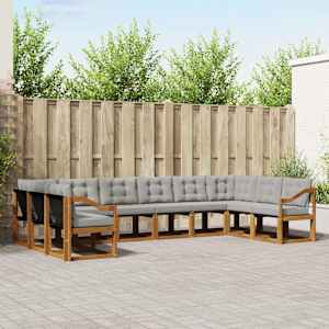 Zunanja garnitura za sedenje 10 pcs Naravna in svetlo siva