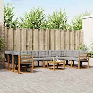Zunanja garnitura za sedenje 11 pcs Naravna in svetlo siva
