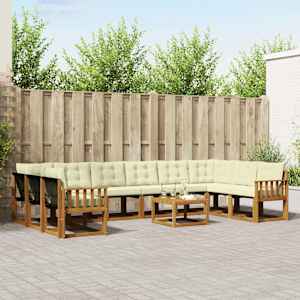 Zunanja garnitura za sedenje 11 pcs Naravna in smetana