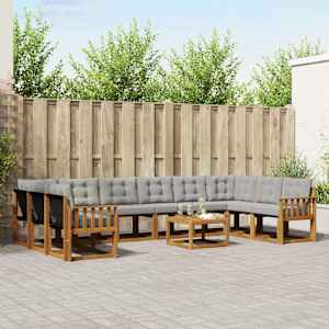 Zunanja garnitura za sedenje 11 pcs Naravna in svetlo siva