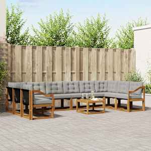 Zunanja garnitura za sedenje 11 pcs Naravna in svetlo siva