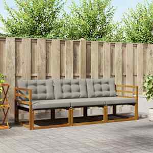 Zunanja garnitura za sedenje 3 pcs Naravna in svetlo siva