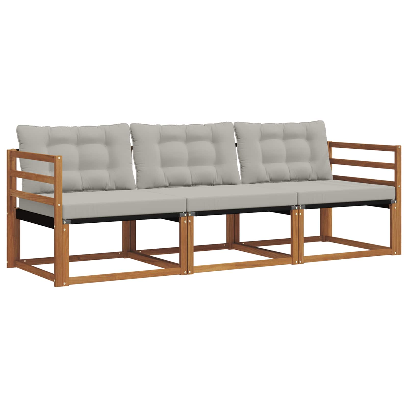 Thumbnail - vidaXL Outdoor-Sofagarnitur mit Kissen 3 pcs Natürlich und Hellgrau