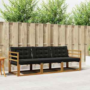 Zunanja garnitura za sedenje z blazino 3 pcs Naravna in črna