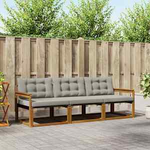 Zunanja garnitura za sedenje 3 pcs Naravna in svetlo siva