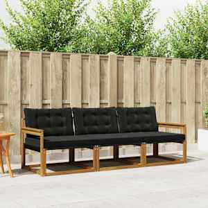 Zunanja garnitura za sedenje z blazino 3 pcs Naravna in črna