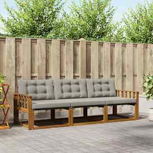 Zunanja garnitura za sedenje 3 pcs Naravna in svetlo siva