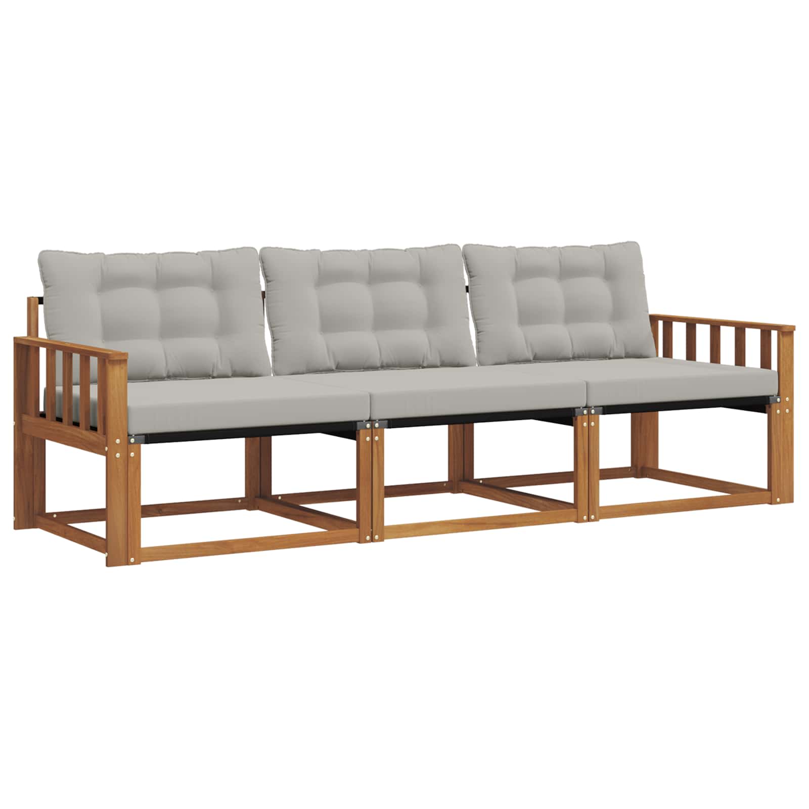 Thumbnail - vidaXL Outdoor-Sofagarnitur mit Kissen 3 pcs Natürlich und Hellgrau