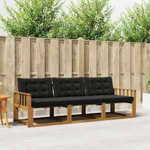 Zunanja garnitura za sedenje z blazino 3 pcs Naravna in črna