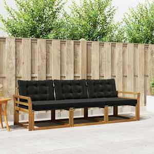 Zunanja garnitura za sedenje z blazino 3 pcs Naravna in črna