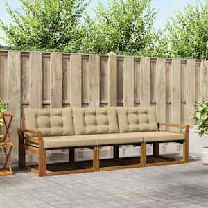 Zunanja garnitura za sedenje z blazino 3 pcs Naravna in bež