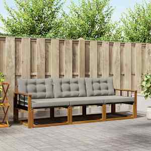 Zunanja garnitura za sedenje 3 pcs Naravna in svetlo siva