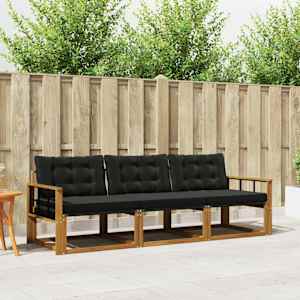 Zunanja garnitura za sedenje z blazino 3 pcs Naravna in črna