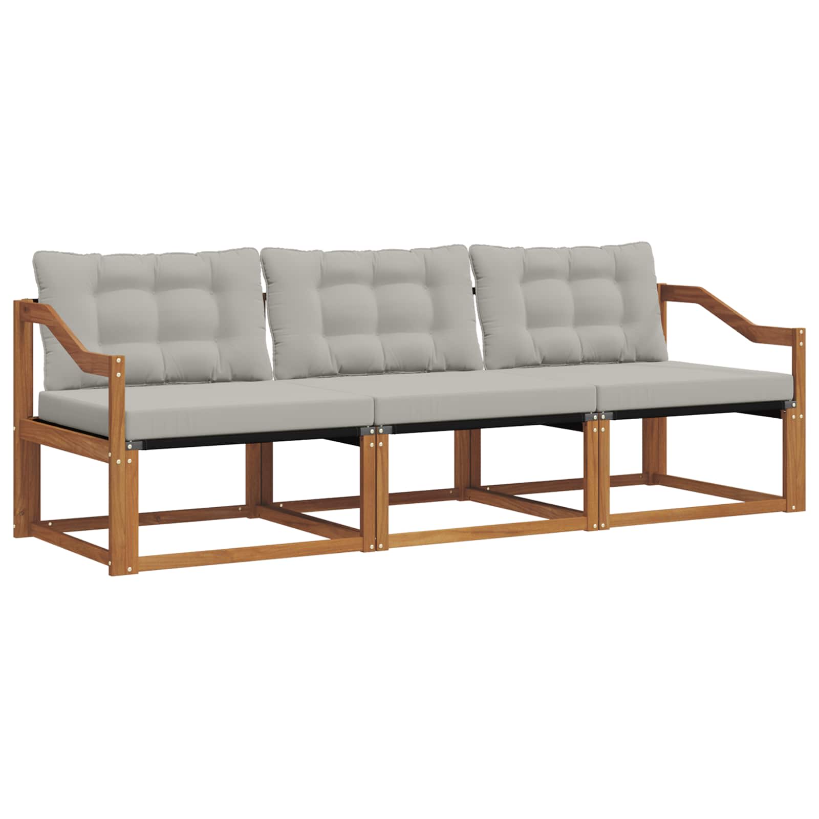 Thumbnail - vidaXL Outdoor-Sofagarnitur mit Kissen 3 pcs Natürlich und Hellgrau