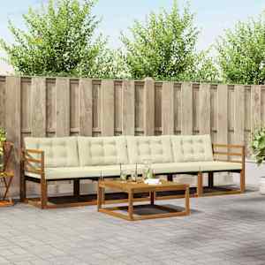 Zunanja garnitura za sedenje z blazino 5 pcs Naravna in smetana