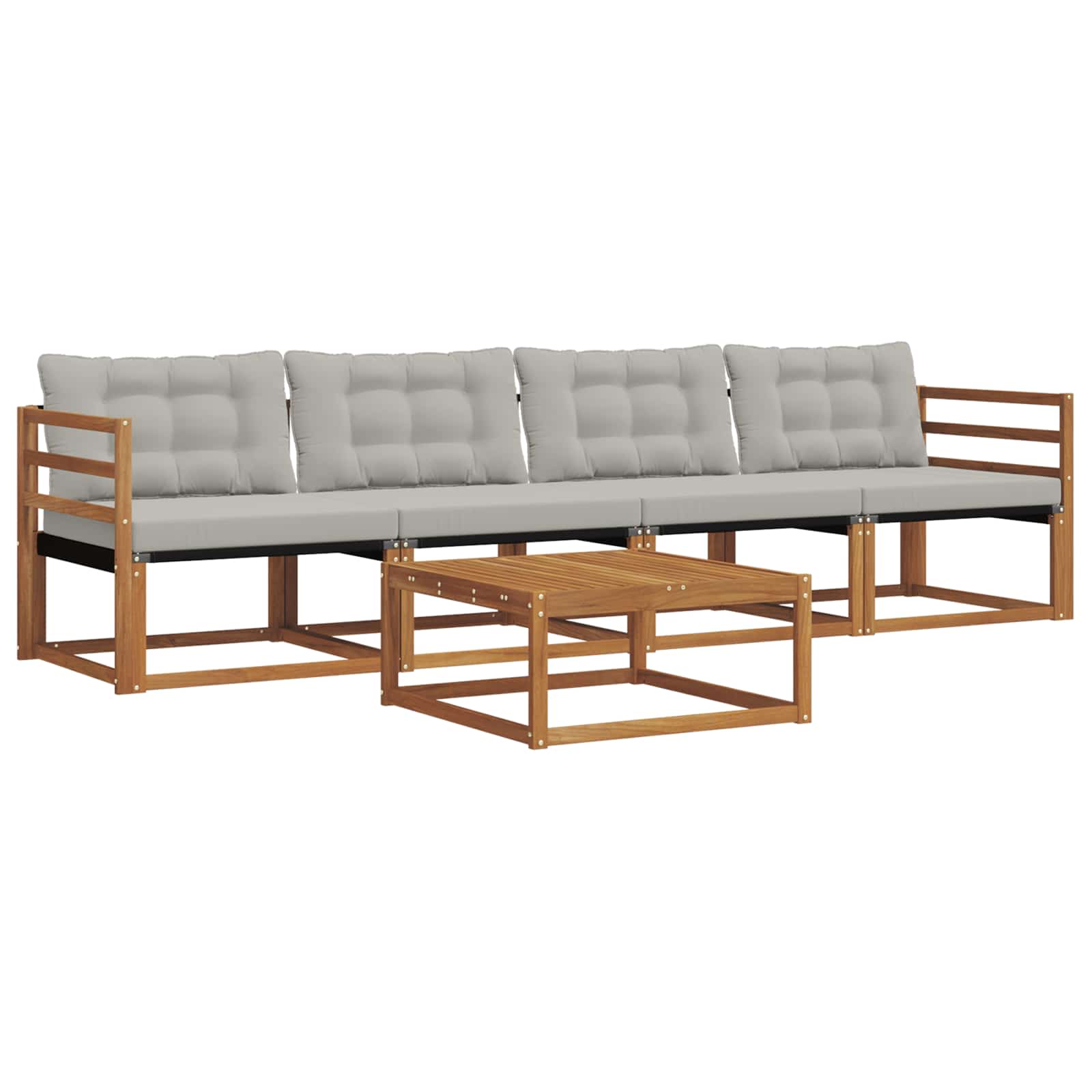 Zunanja garnitura za sedenje 5 pcs Naravna in svetlo siva - slika 2