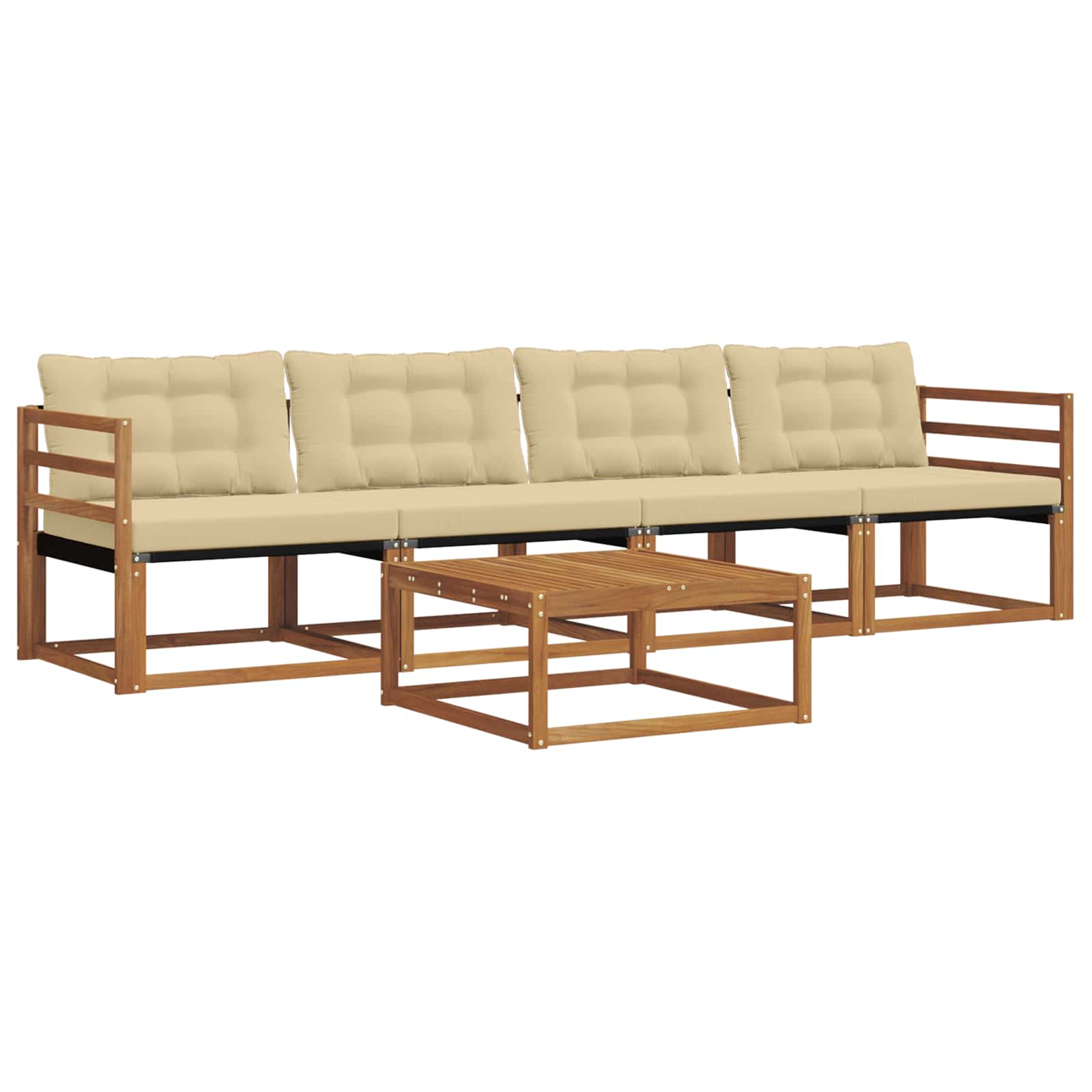 Zunanja garnitura za sedenje z blazino 5 pcs Naravna in bež - slika 2