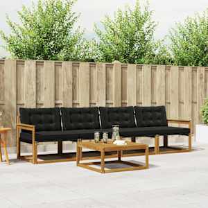 Zunanja garnitura za sedenje z blazino 5 pcs Naravna in črna