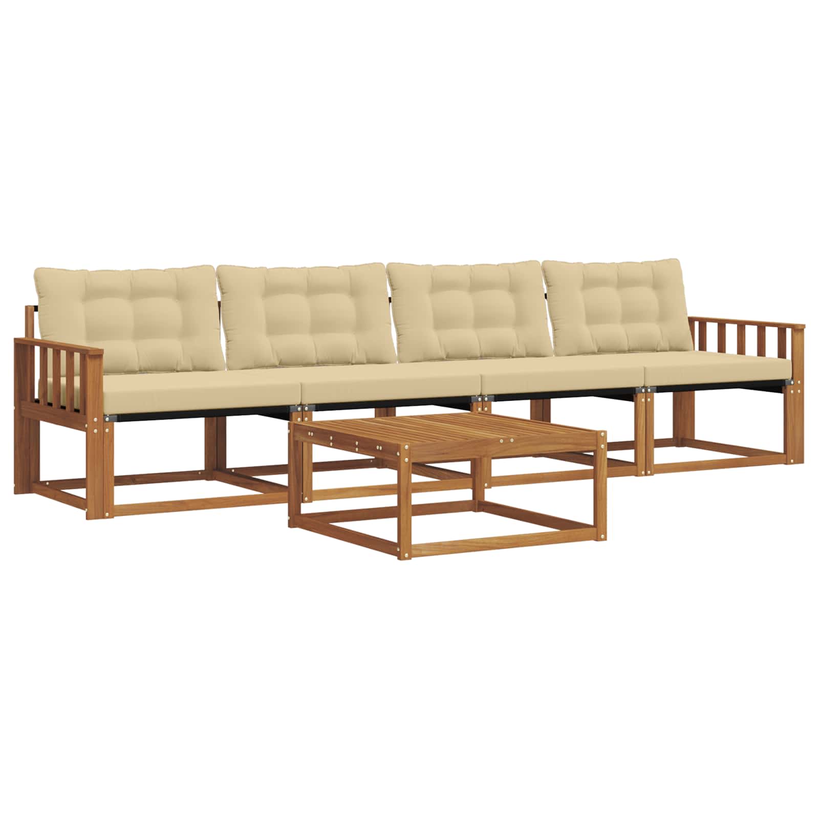 Zunanja garnitura za sedenje z blazino 5 pcs Naravna in bež - slika 2