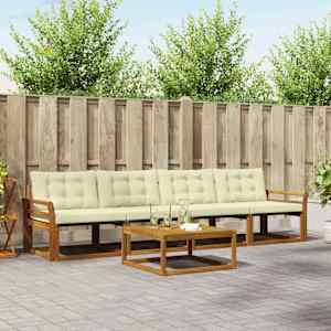 Zunanja garnitura za sedenje z blazino 5 pcs Naravna in smetana