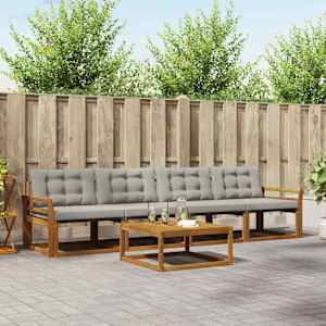 Zunanja garnitura za sedenje 5 pcs Naravna in svetlo siva