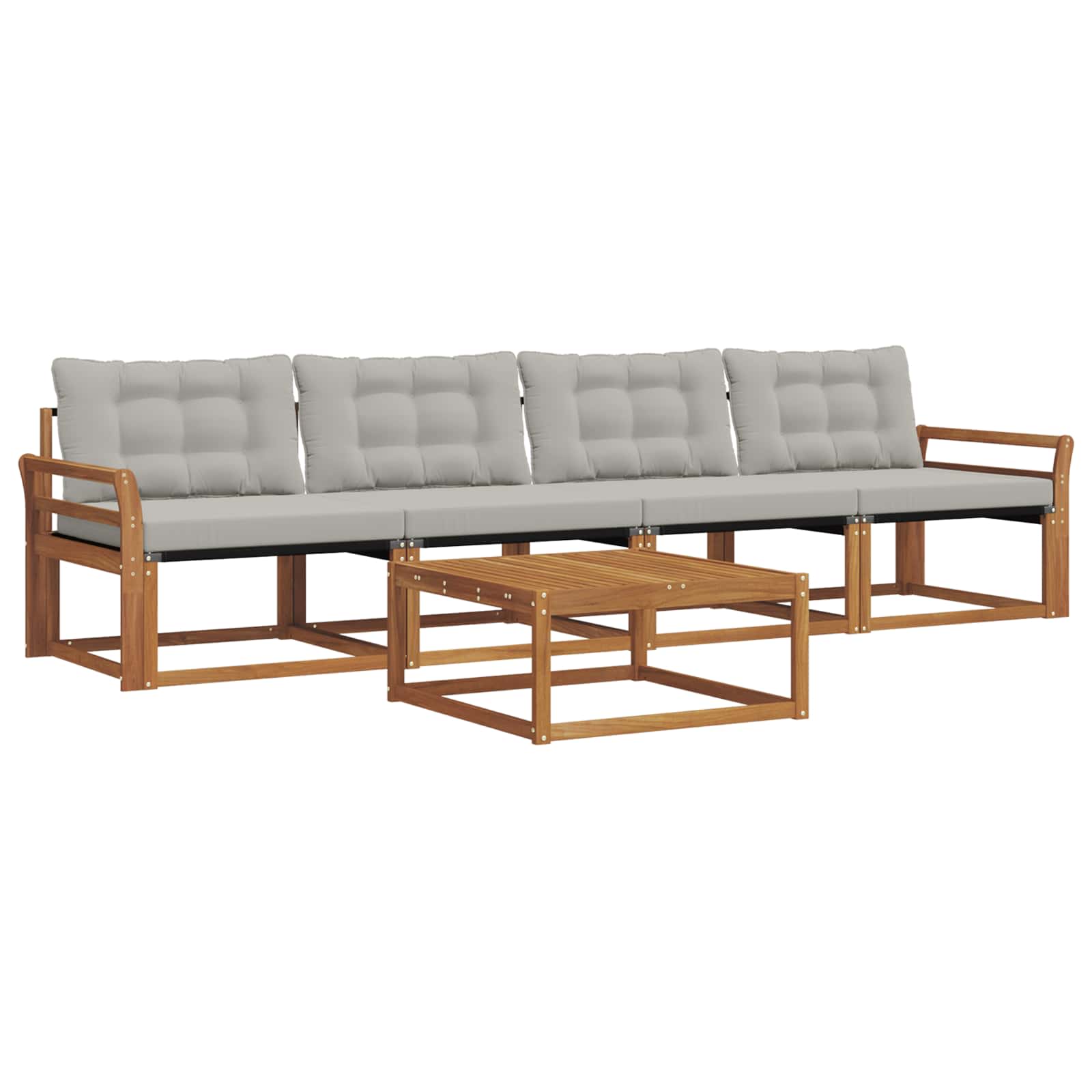 Zunanja garnitura za sedenje 5 pcs Naravna in svetlo siva - slika 2