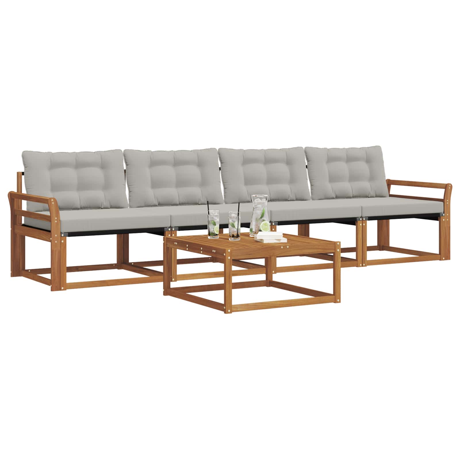 Zunanja garnitura za sedenje 5 pcs Naravna in svetlo siva - slika 3