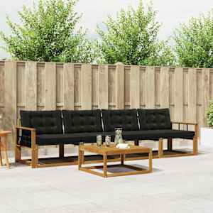 Zunanja garnitura za sedenje z blazino 5 pcs Naravna in črna