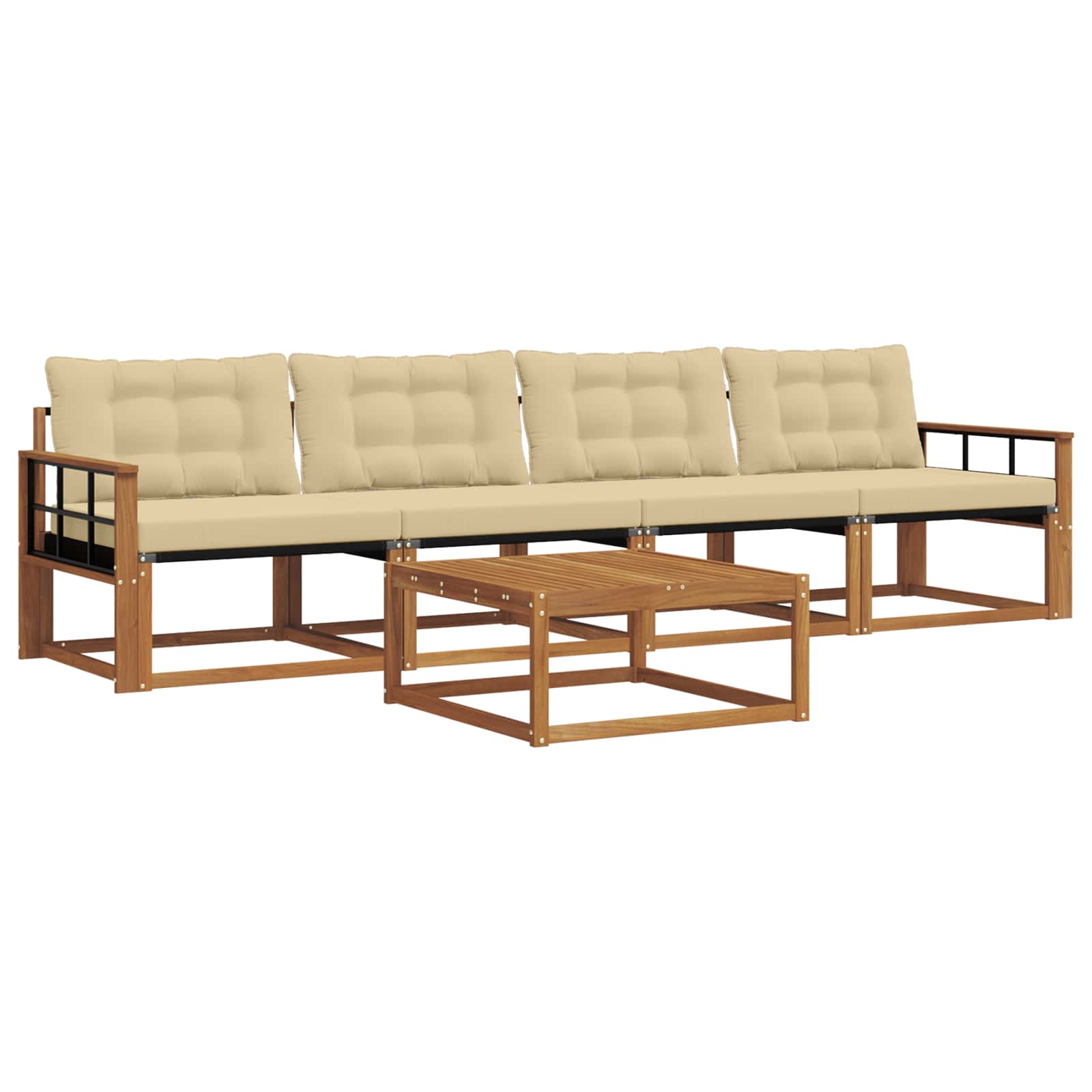 Zunanja garnitura za sedenje z blazino 5 pcs Naravna in bež - slika 2