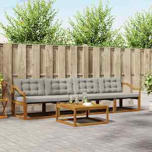 Zunanja garnitura za sedenje 5 pcs Naravna in svetlo siva