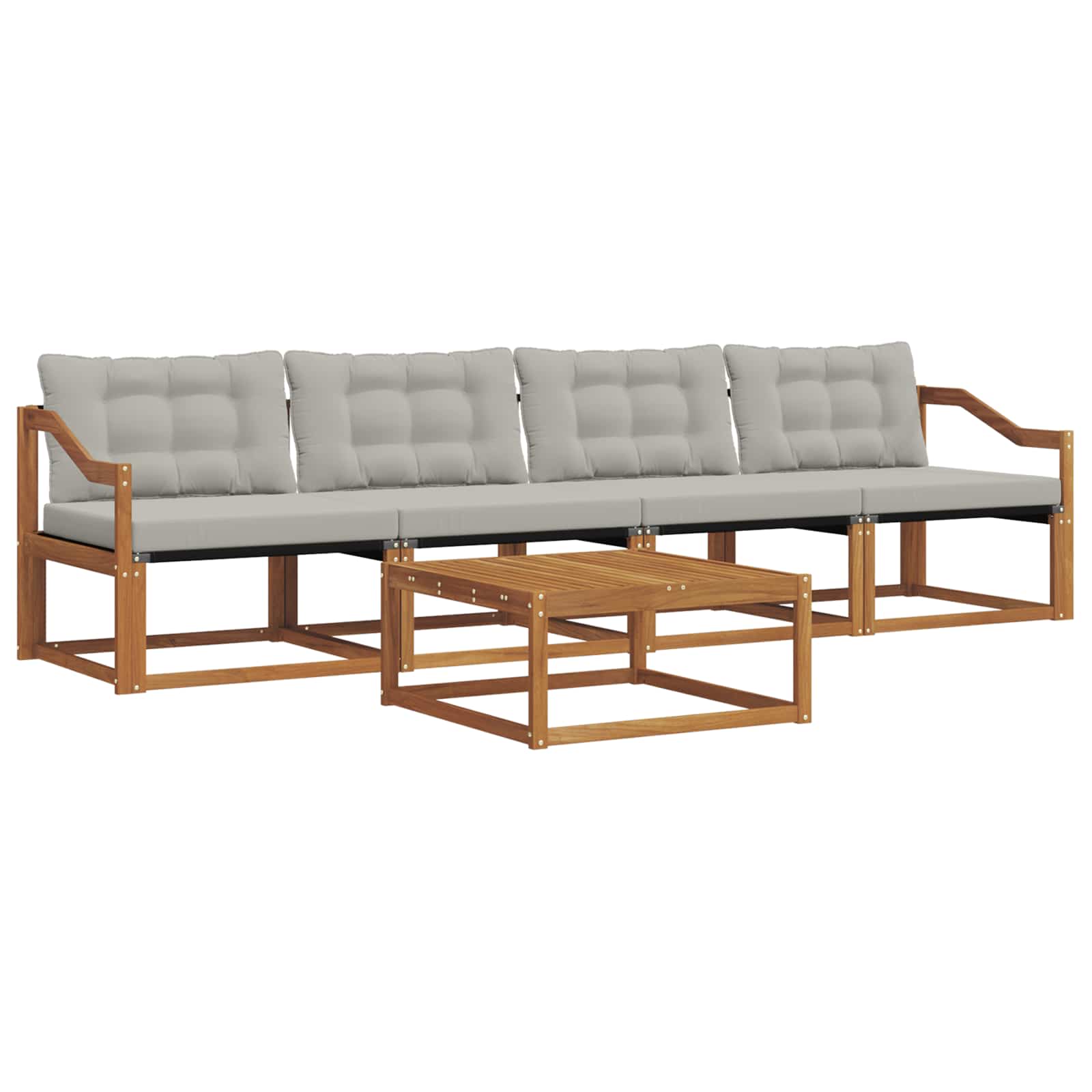 Zunanja garnitura za sedenje 5 pcs Naravna in svetlo siva - slika 2