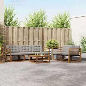 Zunanja garnitura za sedenje 6 pcs Naravna in svetlo siva
