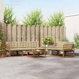 Zunanja garnitura za sedenje z blazino 6 pcs Naravna in bež