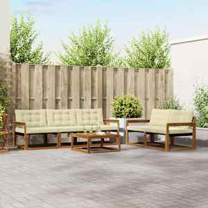 Zunanja garnitura za sedenje z blazino 6 pcs Naravna in smetana