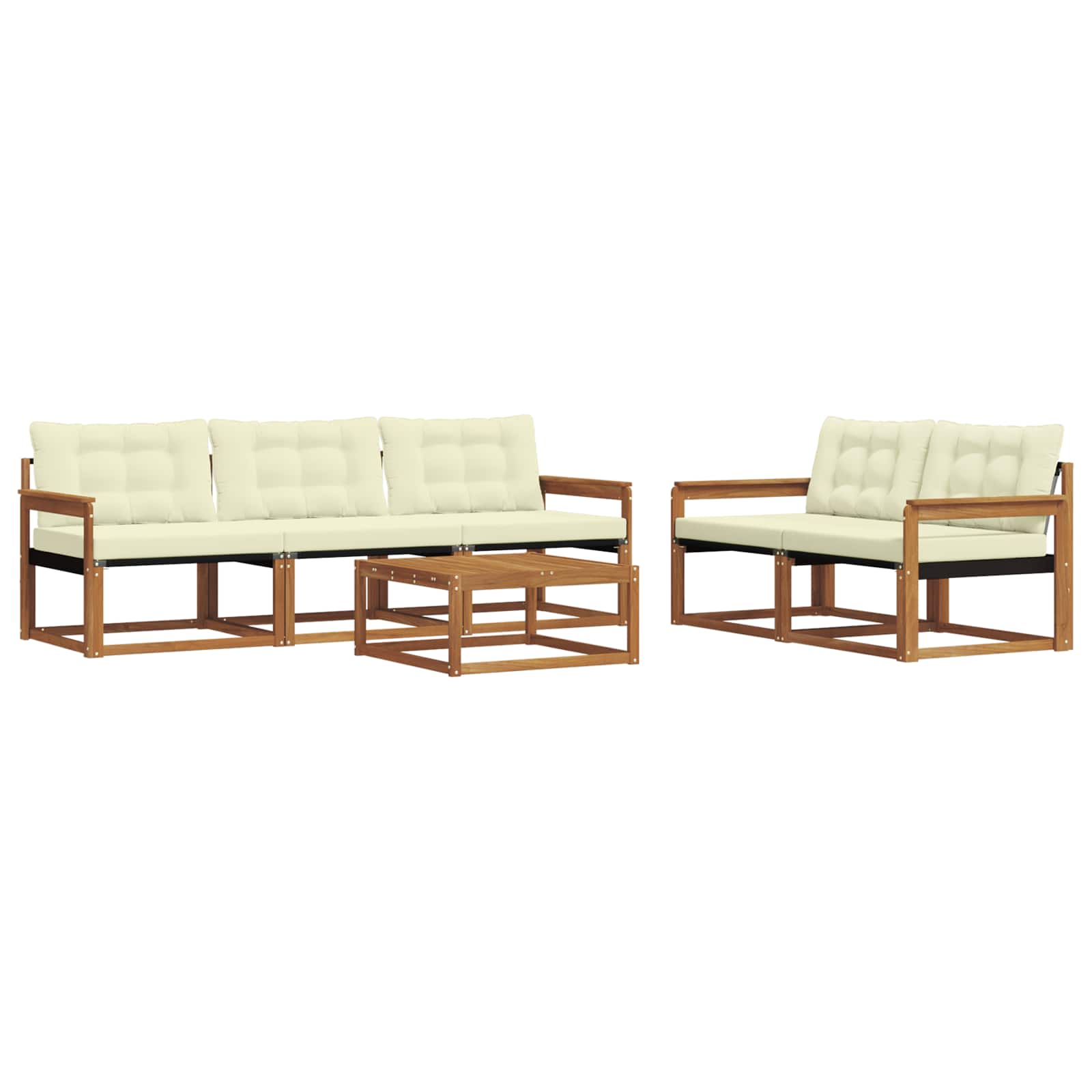 Zunanja garnitura za sedenje z blazino 6 pcs Naravna in smetana - slika 2