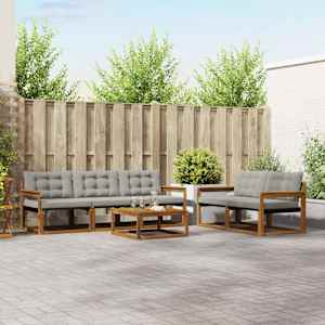 Zunanja garnitura za sedenje 6 pcs Naravna in svetlo siva