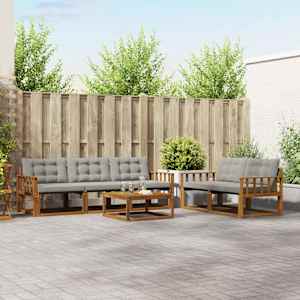 Zunanja garnitura za sedenje 6 pcs Naravna in svetlo siva