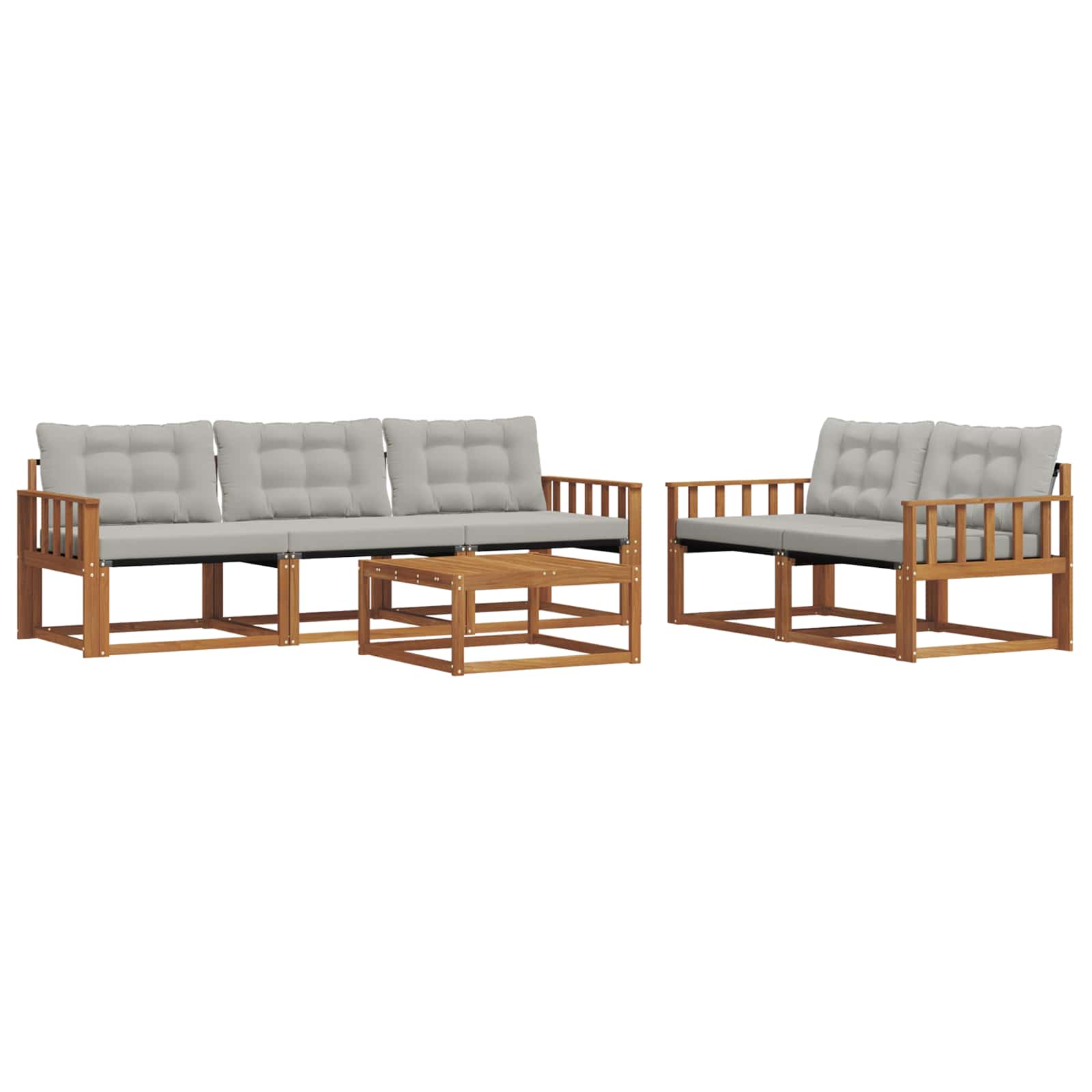 Zunanja garnitura za sedenje 6 pcs Naravna in svetlo siva - slika 2