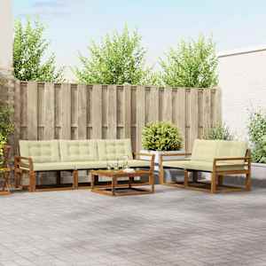 Zunanja garnitura za sedenje z blazino 6 pcs Naravna in smetana