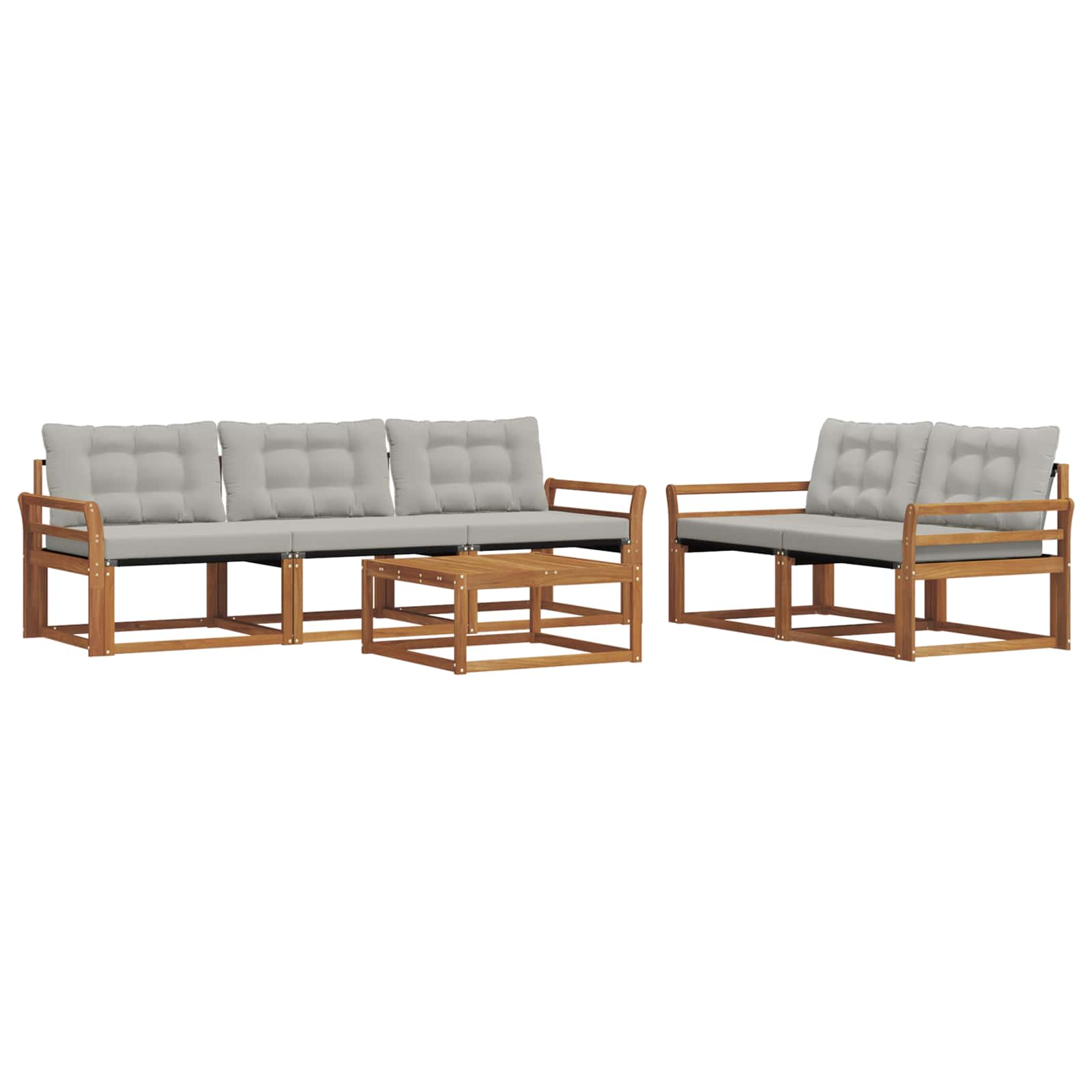 Thumbnail - vidaXL Outdoor-Sofagarnitur mit Kissen 6 pcs Natürlich und Hellgrau