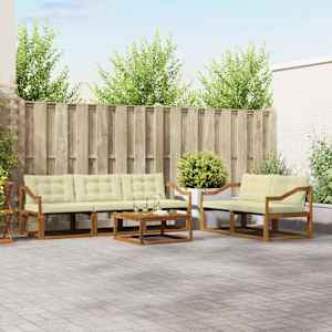 Zunanja garnitura za sedenje z blazino 6 pcs Naravna in smetana