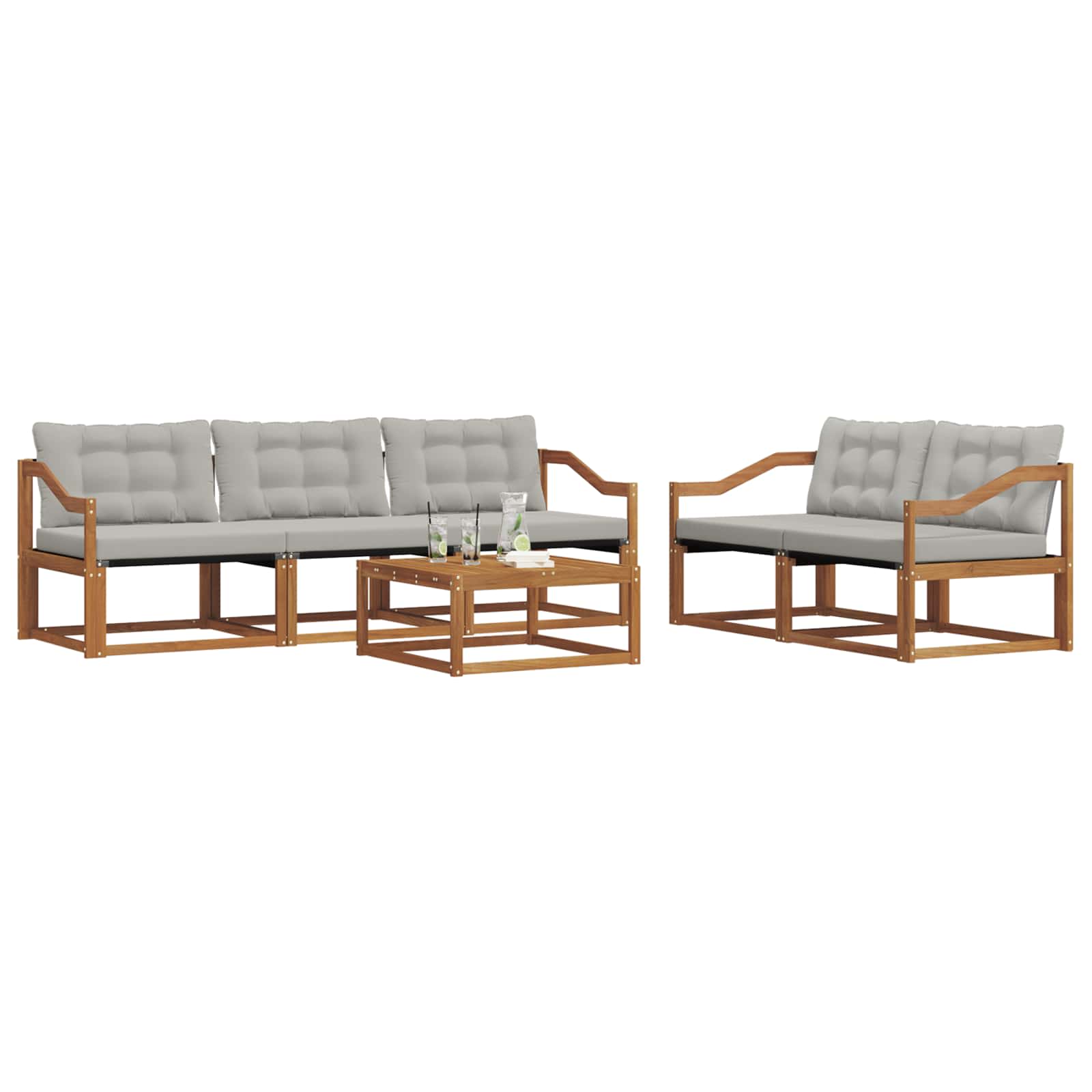 Zunanja garnitura za sedenje 6 pcs Naravna in svetlo siva - slika 3