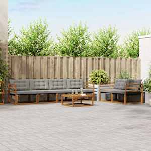 Zunanja garnitura za sedenje 7 pcs Naravna in svetlo siva