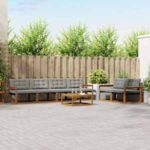 Zunanja garnitura za sedenje 7 pcs Naravna in svetlo siva