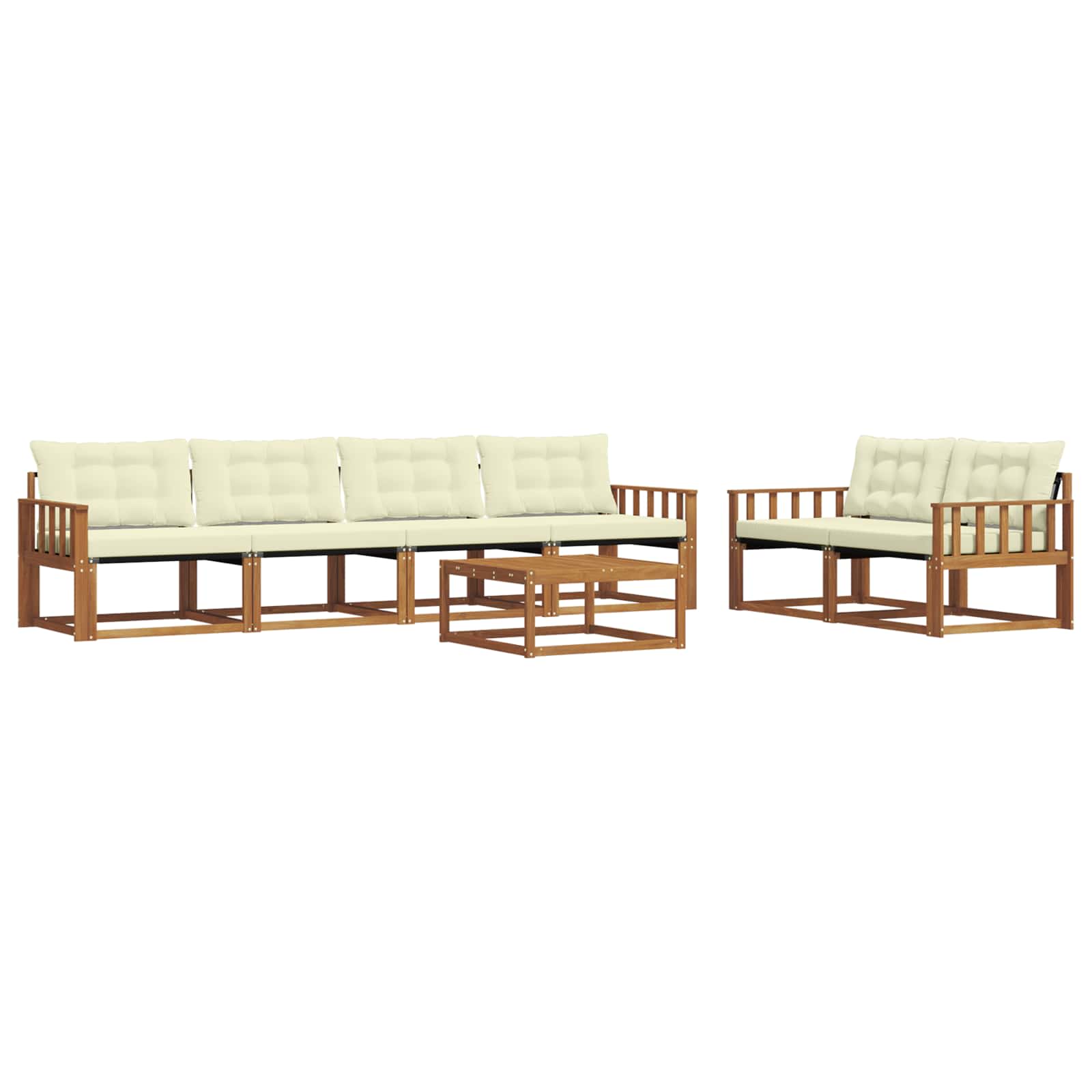 Thumbnail - vidaXL Outdoor-Sofagarnitur mit Kissen 7 pcs Natur und Creme