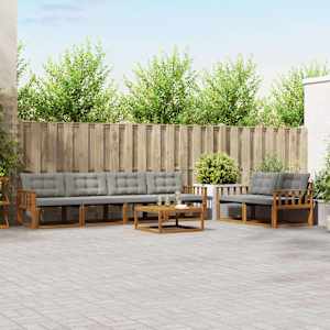 Zunanja garnitura za sedenje 7 pcs Naravna in svetlo siva