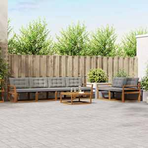 Zunanja garnitura za sedenje 7 pcs Naravna in svetlo siva