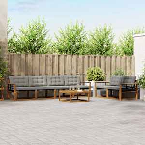 Zunanja garnitura za sedenje 7 pcs Naravna in svetlo siva